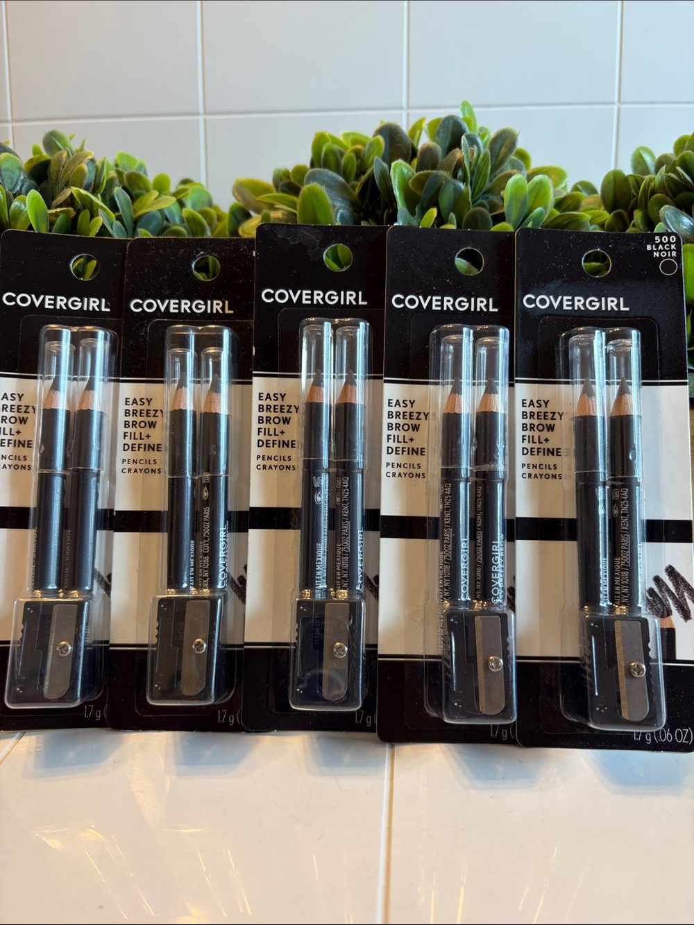 COVERGIRL Easy Breezy Brow Fill + Define Pencil - Black (Lot of 5) # 500
